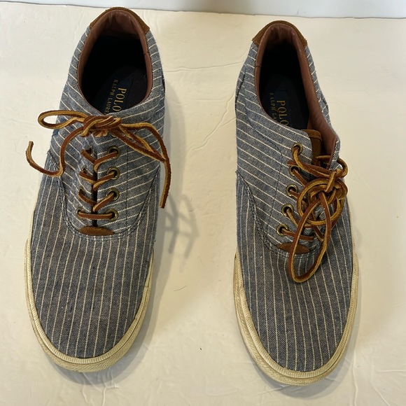 Polo Ralph Lauren Striped Canvas and Suede sneakers Size 10 - Picture 1 of 10